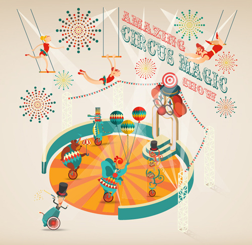 500x486 Amazing Circus Show Vector Illustration Free Vector In