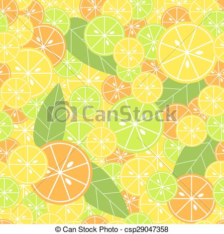 450x470 Seamless Pattern With Citrus And Leaves. Vector Background.