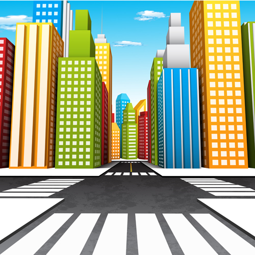 500x500 City Skyscrapers Design Vector Background Set 01 Free Download