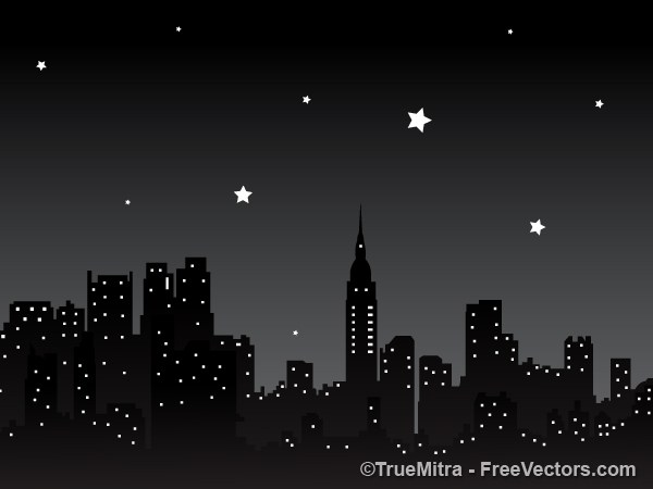 600x450 Download Free Night City Background Vector Illustration