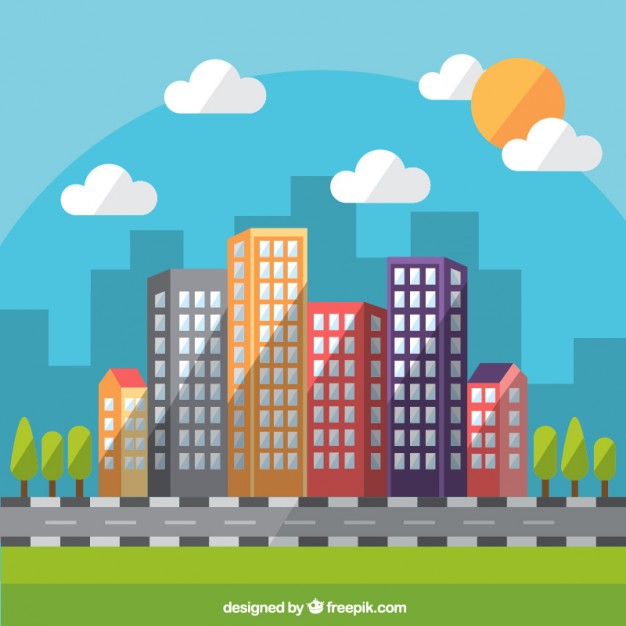 626x626 Flat Daytime Modern City Background Vector Free Download