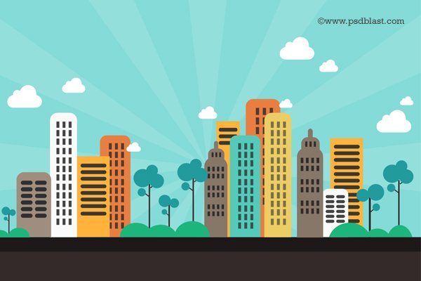 600x400 Free Flat Color Abstract City Background (Psd) Psd Files, Vectors