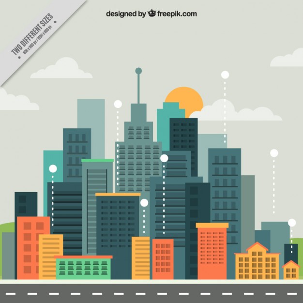 626x626 Modern City In Flat Design Background Vector Free Download