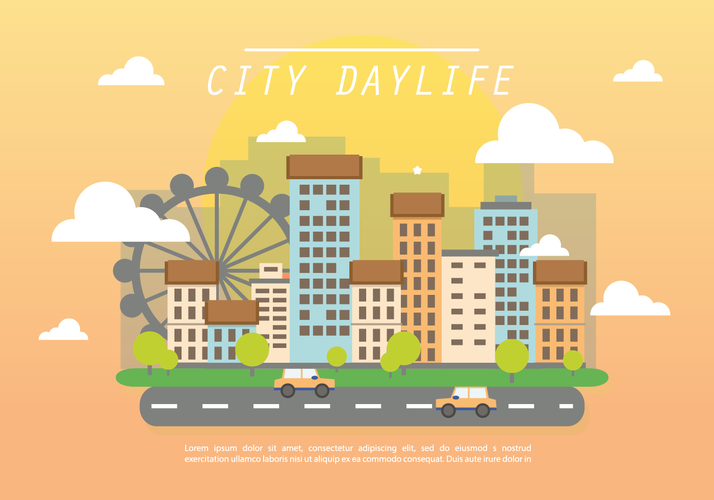 1400x980 City Free Vector Art