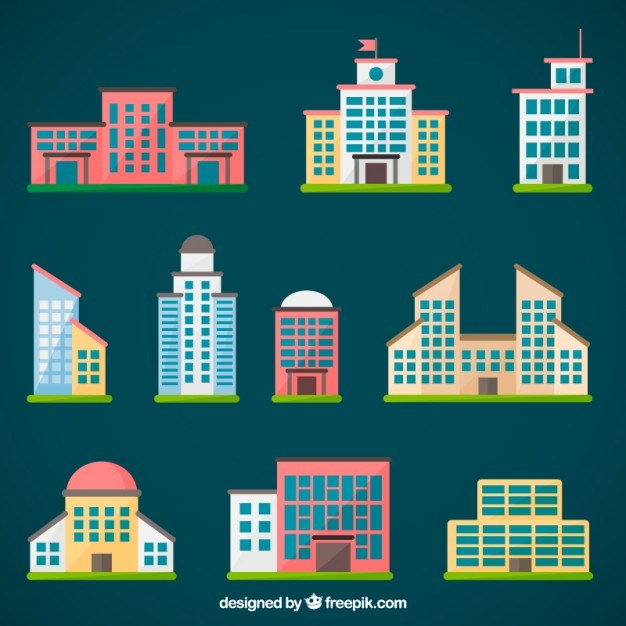 626x626 City Buildings Collection Free Vector 123freevectors