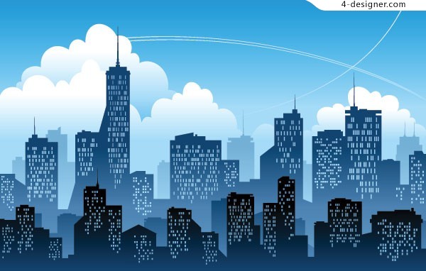 600x382 4 Designer A City Building Silhouette Vector Material