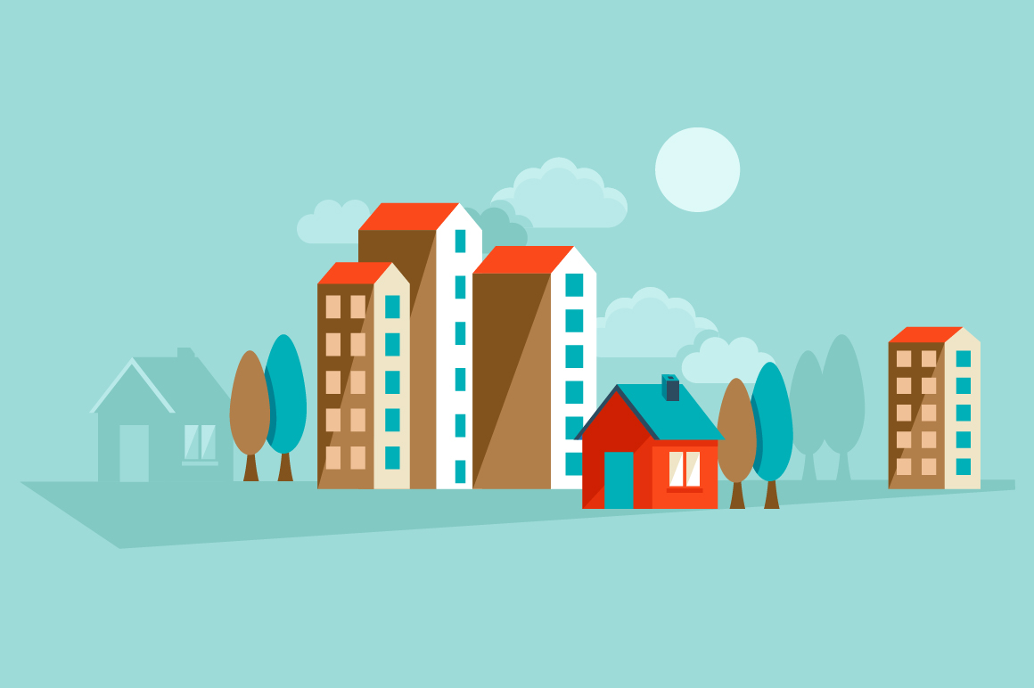 1160x772 Flat City Building Vector Material 02 Free Download