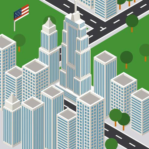 490x490 New York City Isometric Empire State Building Vector