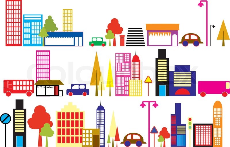 800x513 Cute Vector Illustration Of A City Street Stock Vector Colourbox