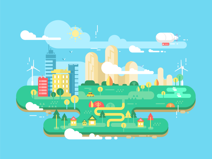 700x525 Green City Flat Illustration