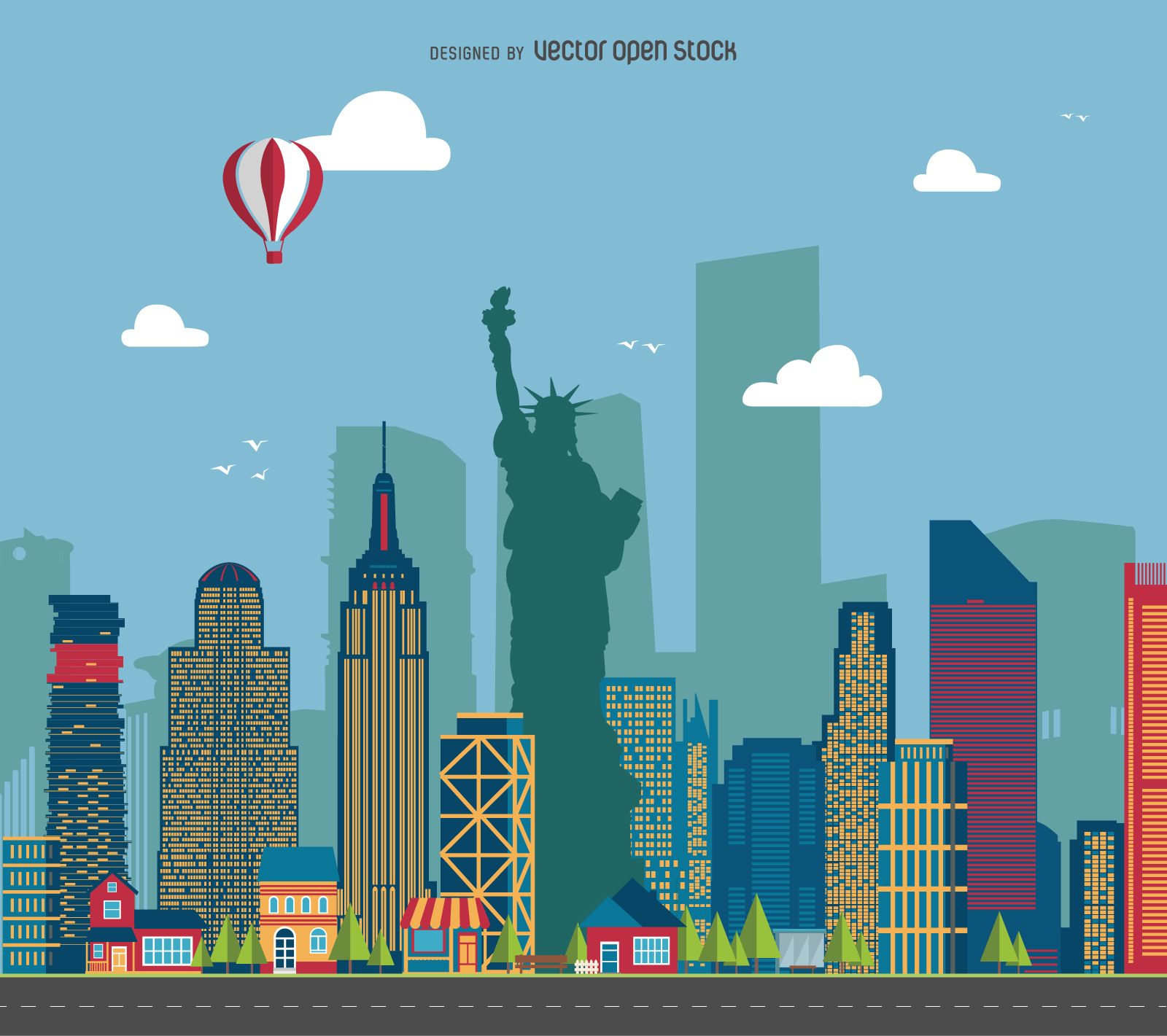 1600x1421 New York Cityscape Illustration