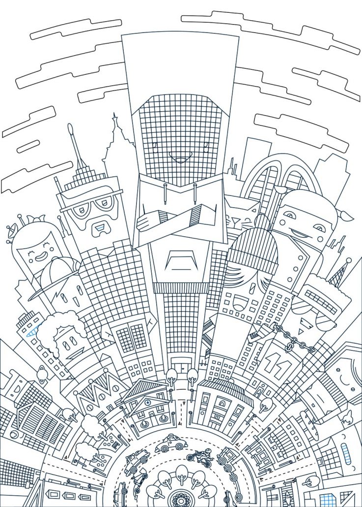 737x1030 Vector Cartoon City Illustration For Boks Clothing, Thetoonplanet
