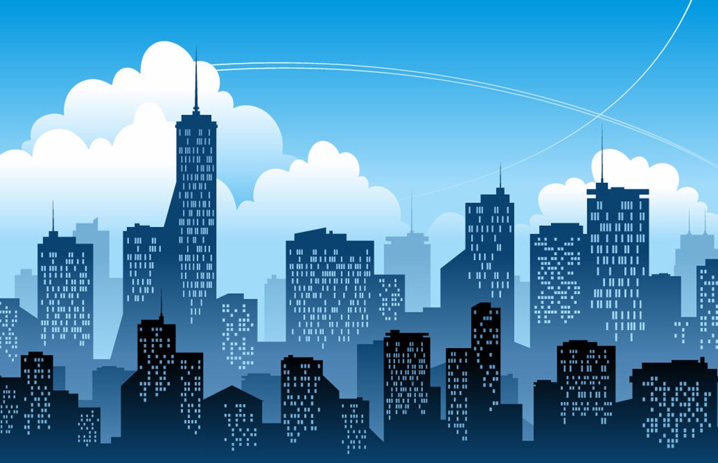 1024x661 Blue Modern City Vector Illustration Free Vector Graphics All