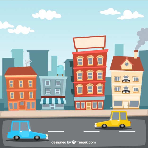 626x626 Cartoon City Illustration Vector Free Download