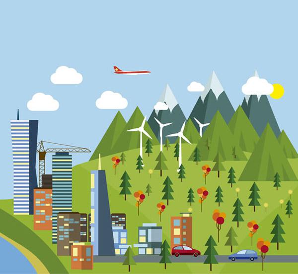 600x553 Environmental Protection City Landscape Vector Picture [Ai]