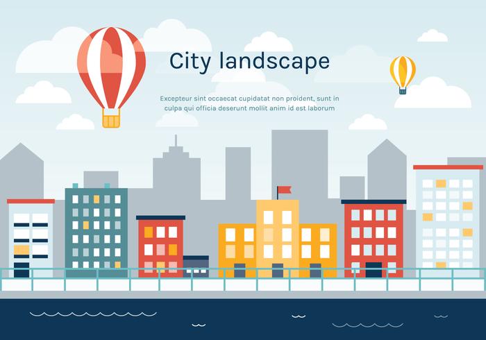 700x490 Flat Urban Landscape Vector Background
