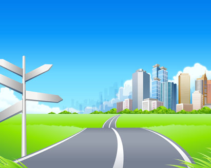411x328 Green City Landscape Vector