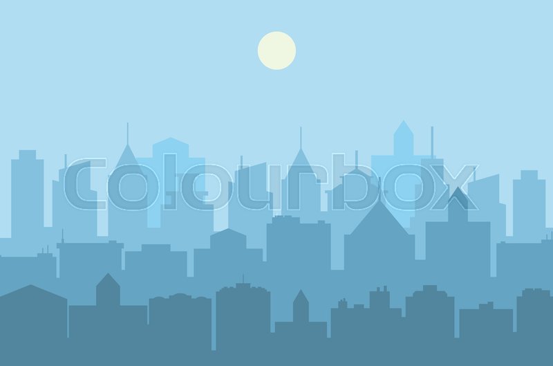 800x529 Modern City Skyline . Urban Landscape. Blue City Silhouette
