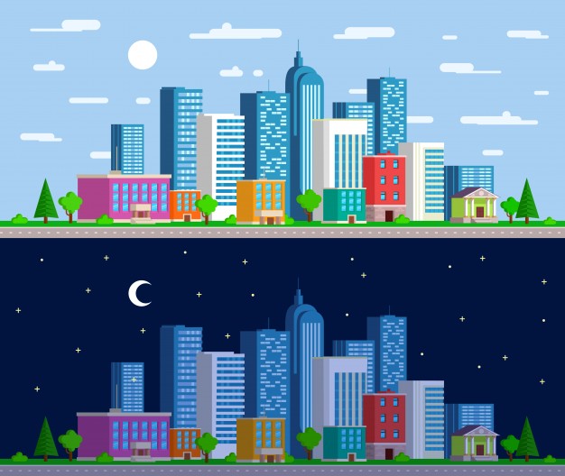 626x528 Set Of Wide Panoramas The Urban Landscape Vector Free Download
