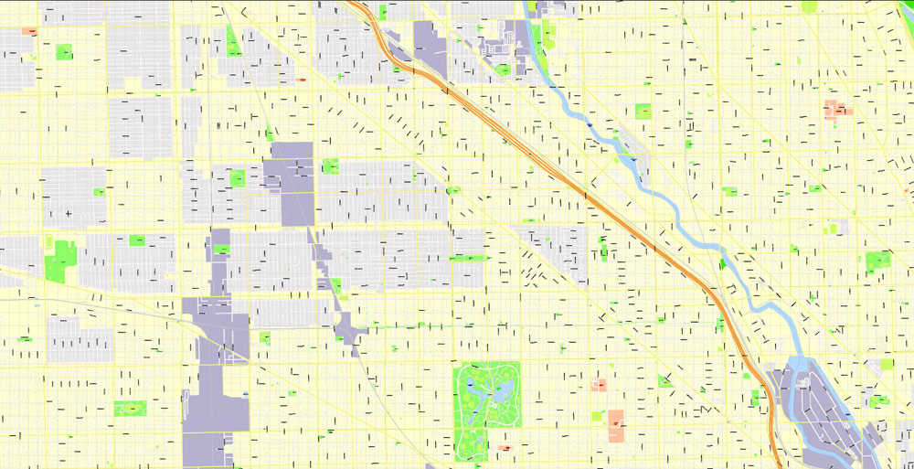 1000x513 Chicago Vector Map Editable Street Map Adobe Illustrator City Plan