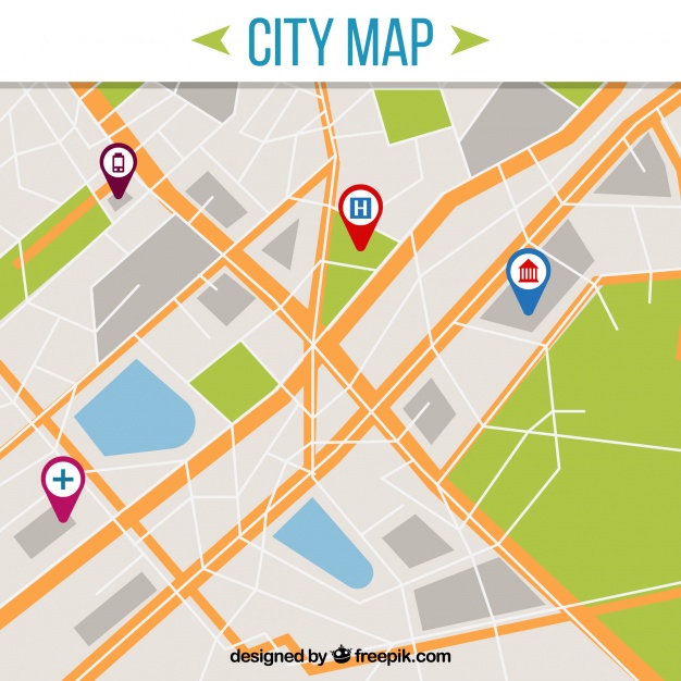 626x626 City Map With Pointers Vector Free Download