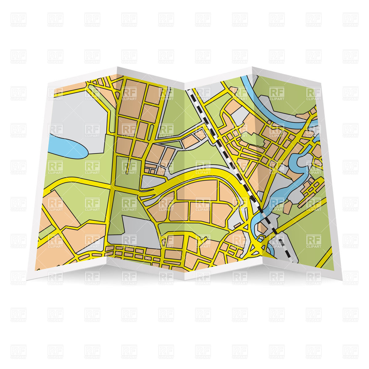1200x1200 Abstract Folded Paper City Map Vector Image Vector Artwork Of