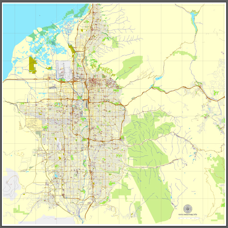 776x773 Salt Lake City, Utah, Us, Printable Vector Street City Plan Map V3