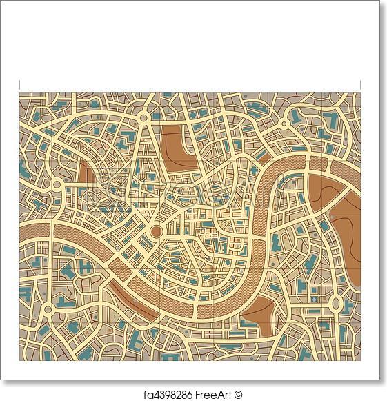 561x581 Free Art Print Of Nameless City Map. Editable Vector Illustration