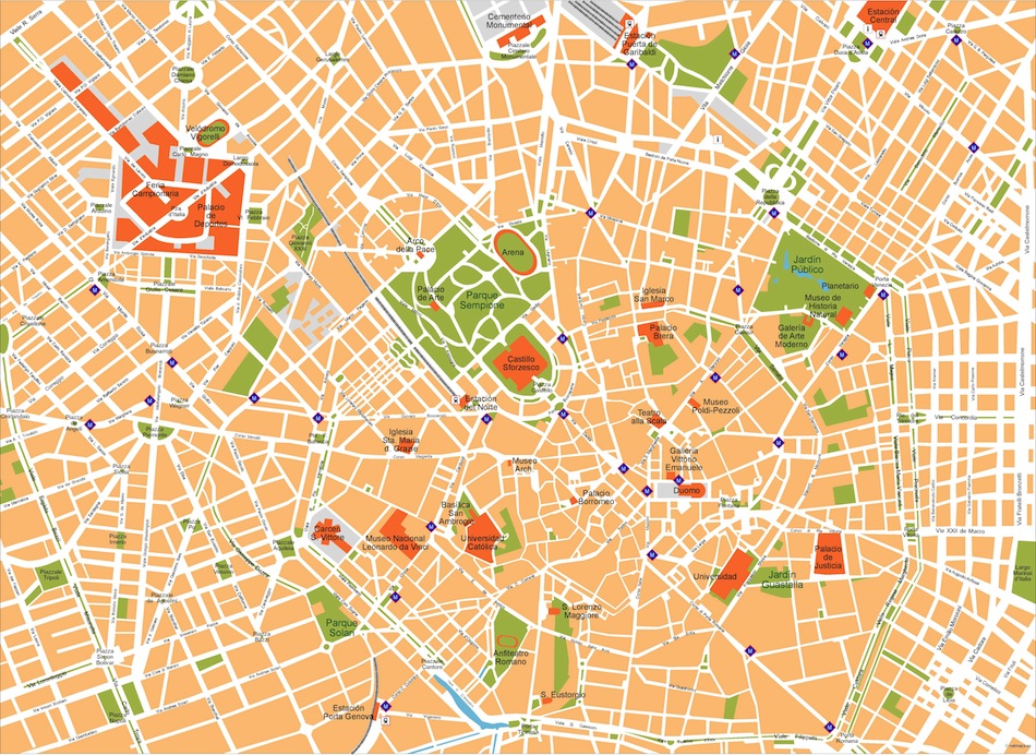 950x692 Milan A City Map. Illustrator Eps Vector Maps