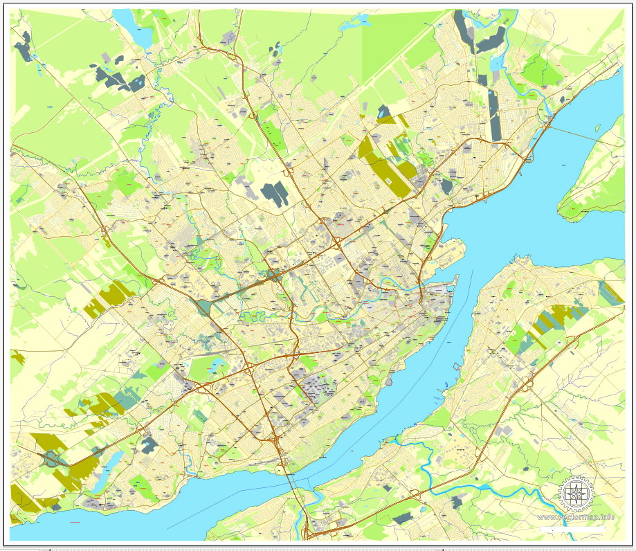 919x796 Quebec City Map, Canada, Printable City Plan V.3.09 Adobe