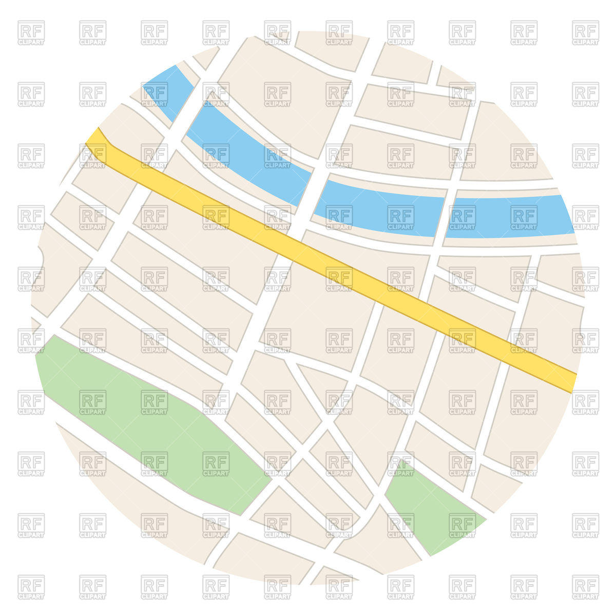 1200x1200 Round City Map With River Vector Image Vector Artwork Of