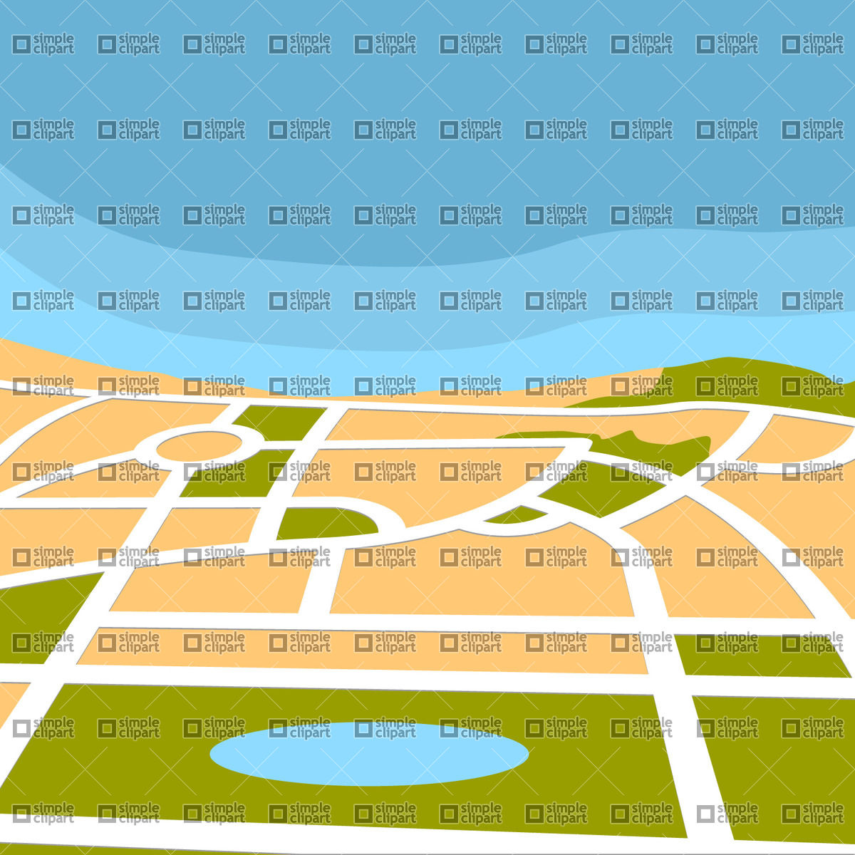 1200x1200 City Map Vector Image