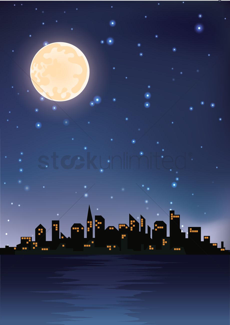 919x1300 City Night View Background Vector Image