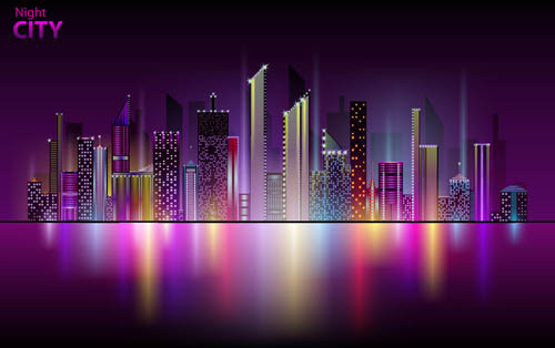 500x314 Colorful City Night Free Vector Download (23,276 Free Vector) For