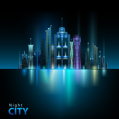 500x499 Shiny Night City Landscape Vector 04 Free Download