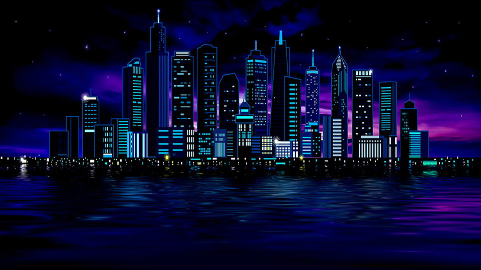 960x540 Vector City Night Illustrated Hd Wallpaper