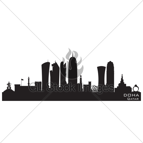 500x500 Doha Qatar City Skyline Vector Silhouette Gl Stock Images
