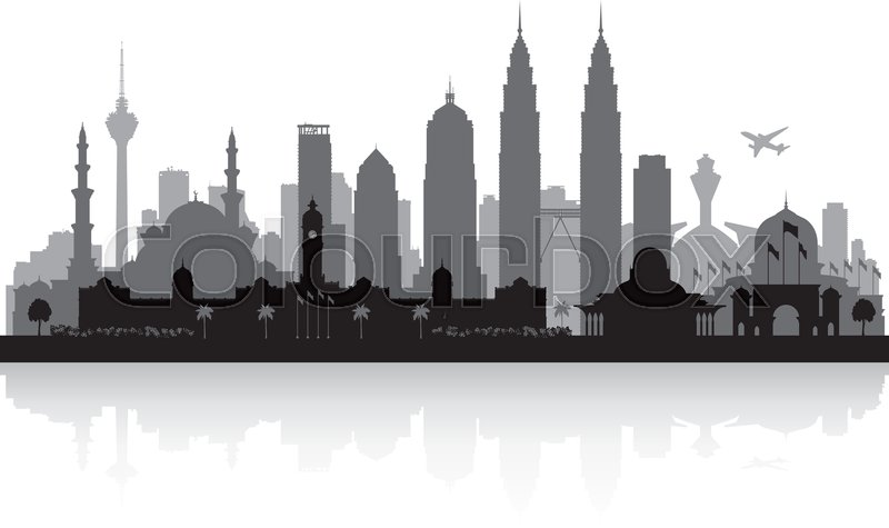800x475 Kuala Lumpur Malaysia City Skyline Vector Silhouette Illustration