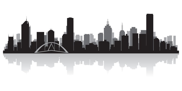 700x350 Melbourne Australia City Skyline Vector Silhouette Wall Mural