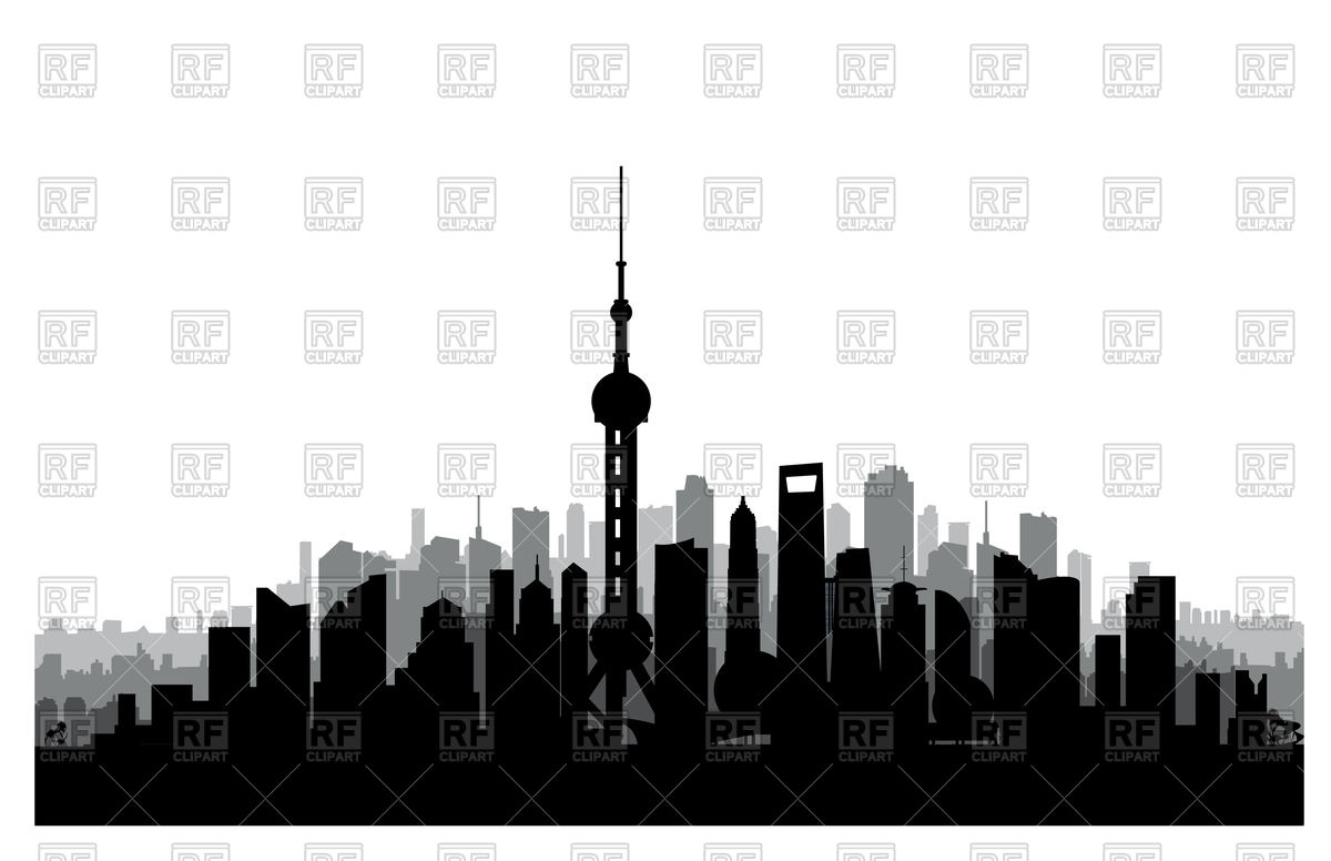 1200x776 Shanghai City Skyline Vector Image Vector Artwork Of Silhouettes