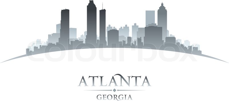 800x354 Atlanta Georgia City Skyline Silhouette. Vector Illustration