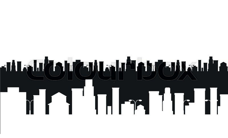 800x486 Vector Cities Silhouette. Black And White Cities Silhouette