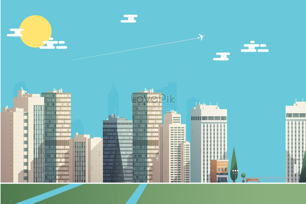 1200x800 Cartoon City Vector Building Illustration Image Picture Free