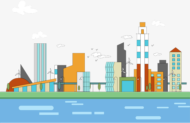 650x422 Cartoon Vector Illustration Linear City, Cartoon Vector, City
