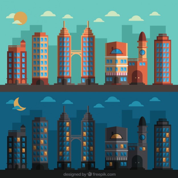 626x626 Background Of Daytime And Nighttime City Vector Free Download