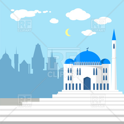 400x400 Mosque On The Background Of Islamic City Vector Image Vector