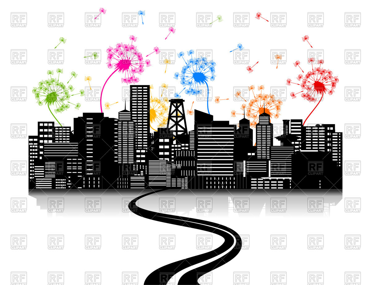 1200x923 Road To Festive City Vector Image Vector Artwork Of Architecture
