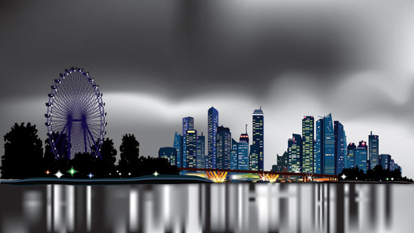 600x338 Vector Night City Under Free Vector 4vector