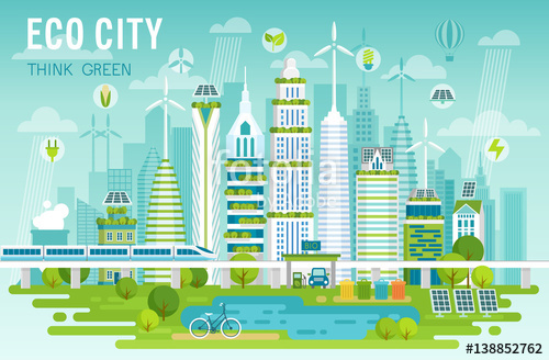 500x328 Eco City. Vector Illustration. Stock Image And Royalty Free