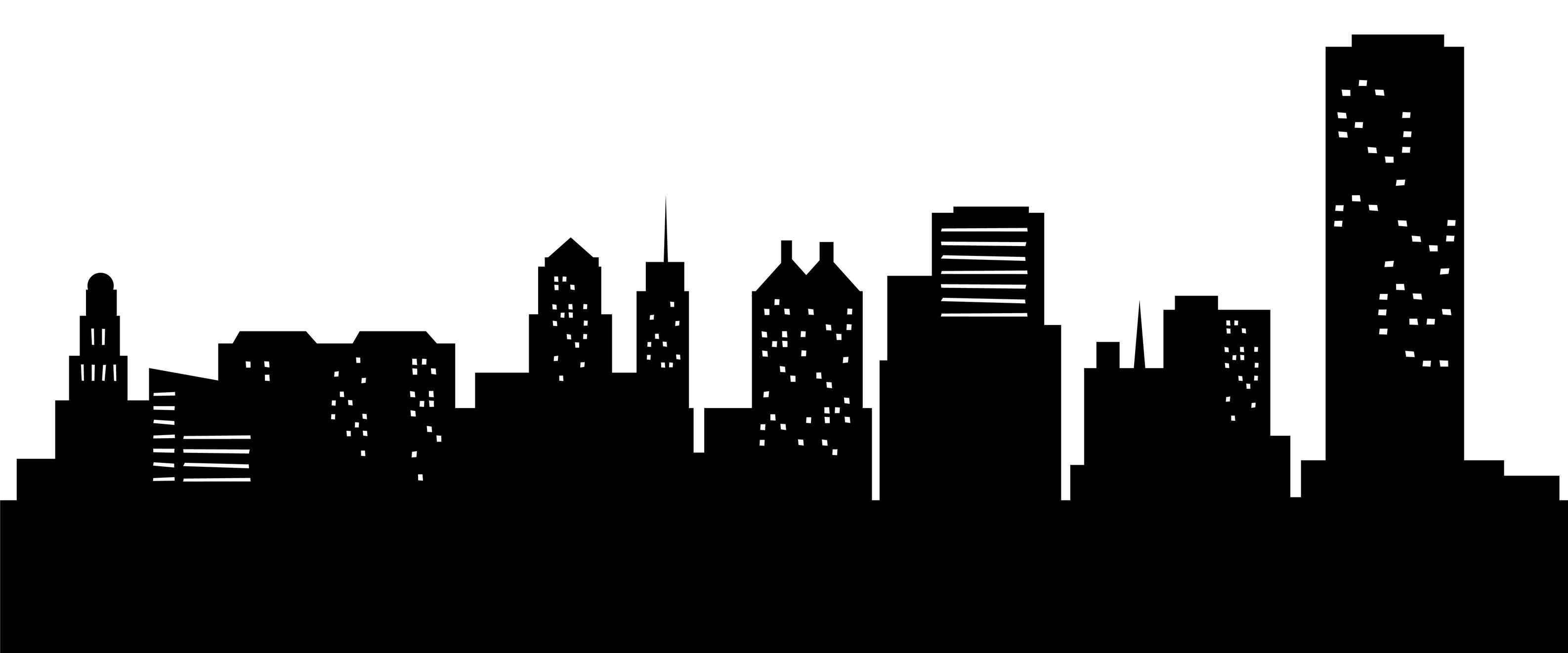 3173x1322 Cityscape Clipart Illustration
